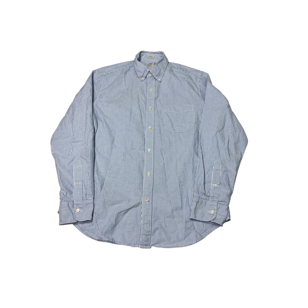 J.Crew Broken-in Oxford Shirt Mens Medium Blue White Striped BE996 Classic Fit